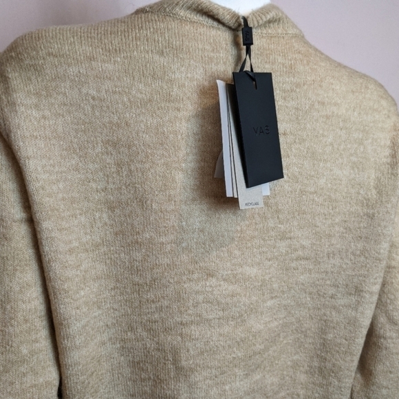 YAS Neutral Wool Blend High Neck Ribbed Hem Sweater size Large - Picture 5 of 10